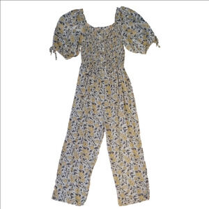 Kids Jessica Simpson Yellow and Gray Floral Jumpsuit Wide-Leg